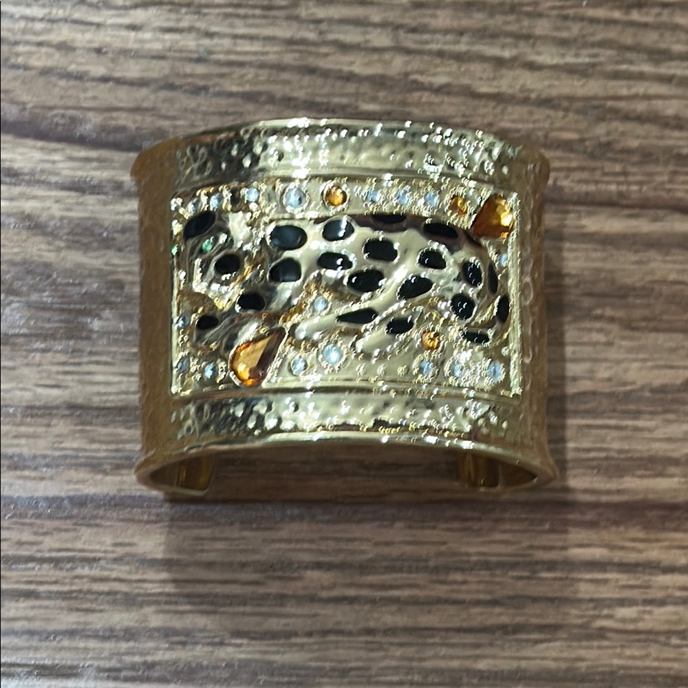 Lilly Pulitzer Gold Black Leopard Cheetah Cuff